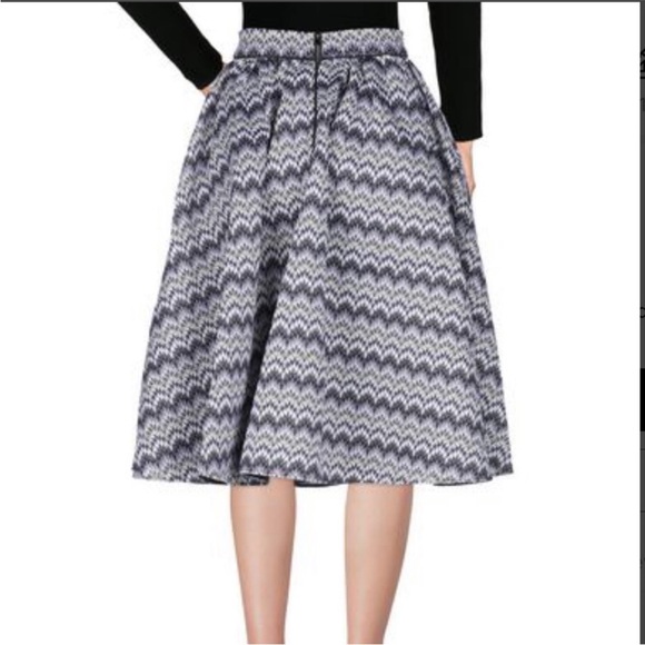 Maje Women’s Purple Crochet Knit Chevron Print A Line Full Skirt Size 2, M - Picture 2 of 14